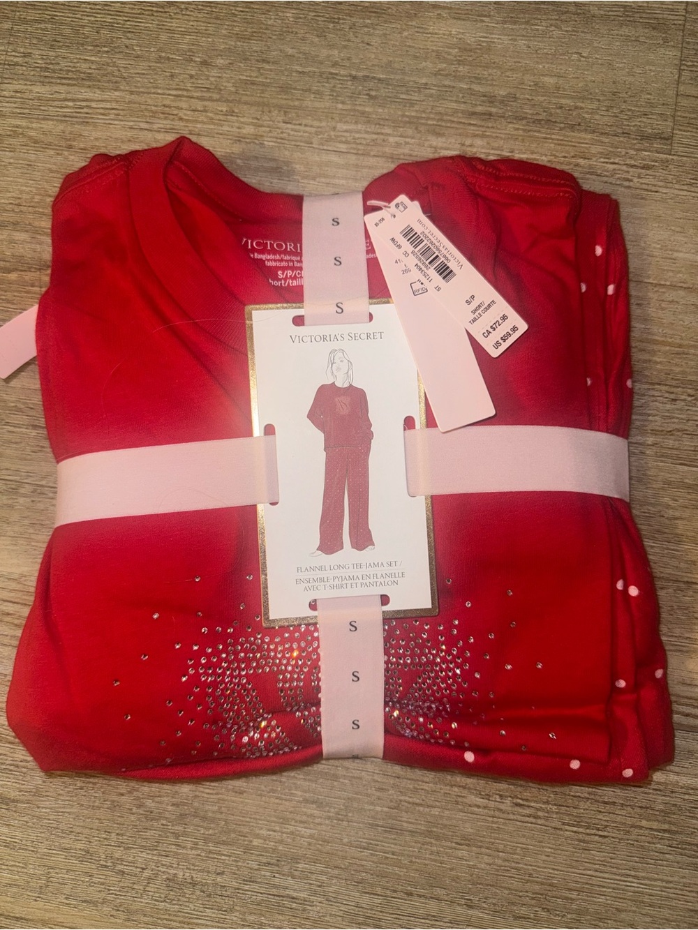 Victoria's Secret Red Pajama Set with Rhinestone Detail